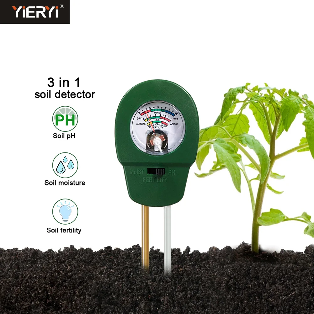 

3 in 1 Soil Moisture Fertile PH Meter Humidity Tester Metal Sensor Moist Test Analyzer Monitor Detector for Garden Planting Tool