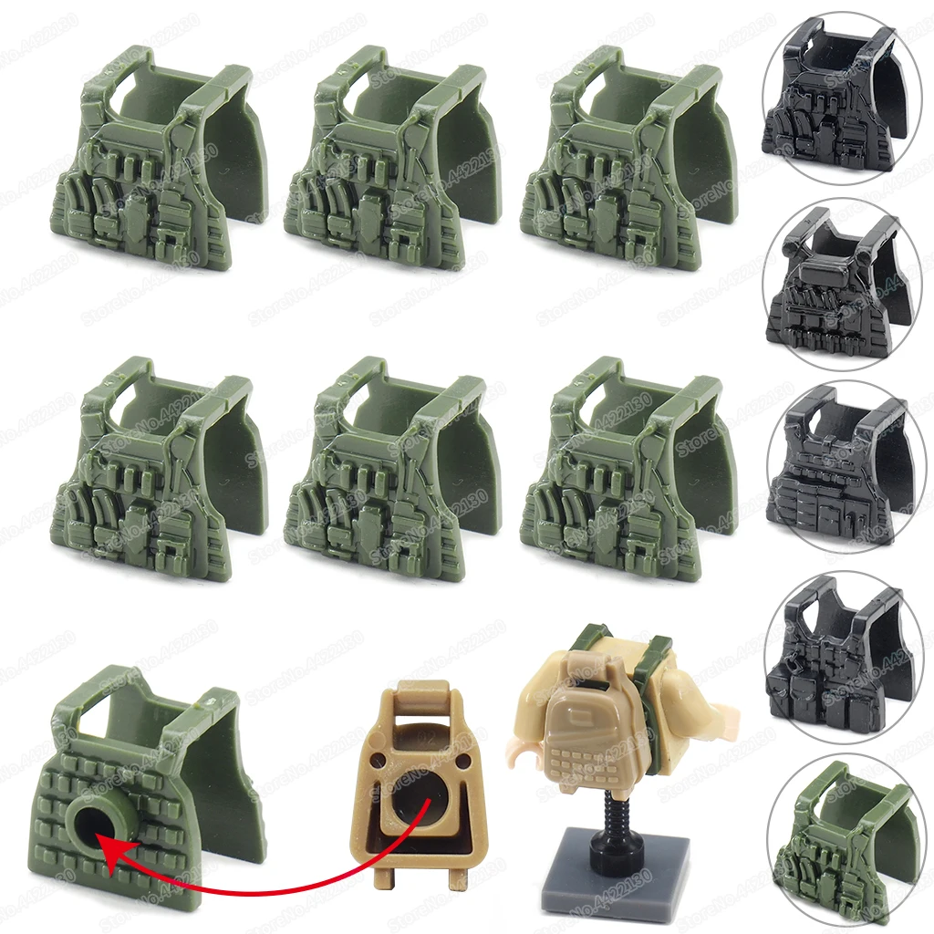 Equipment Military Soldier Features Tactics Vest Building Block Figures SWATinglys Body Armor Set Moc Army Model Child Gift Toys