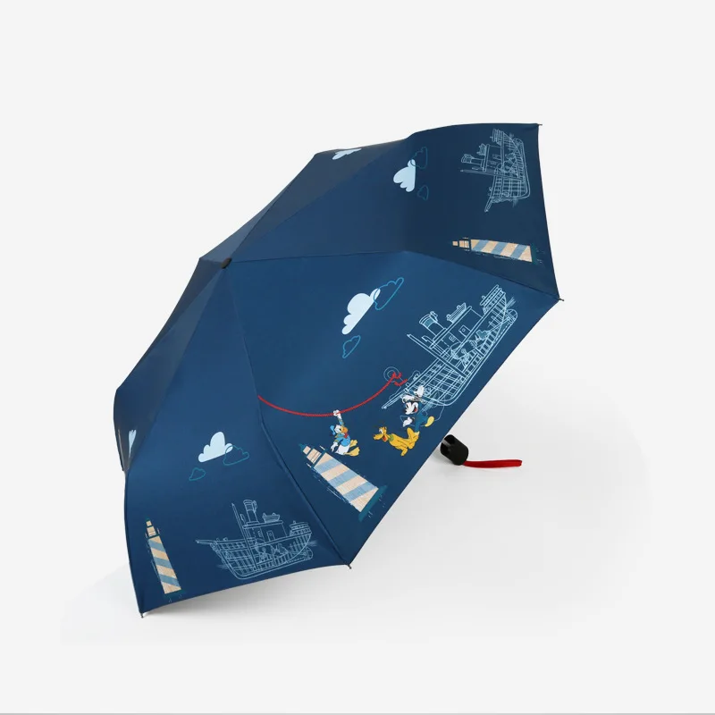 Disney Mickey Windproof Travel Umbrella Rain Sun Children Men Women Umbrella, Auto Open Close Button, Compact Protection