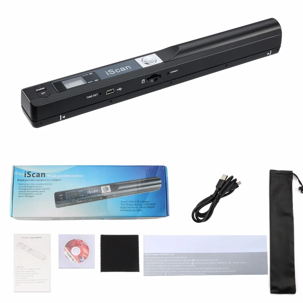 Handheld Mobile Portable Document Scanner 900DPI Photo Image A4 Hand Scanner Support JPG/PDF Format Pen Scanner