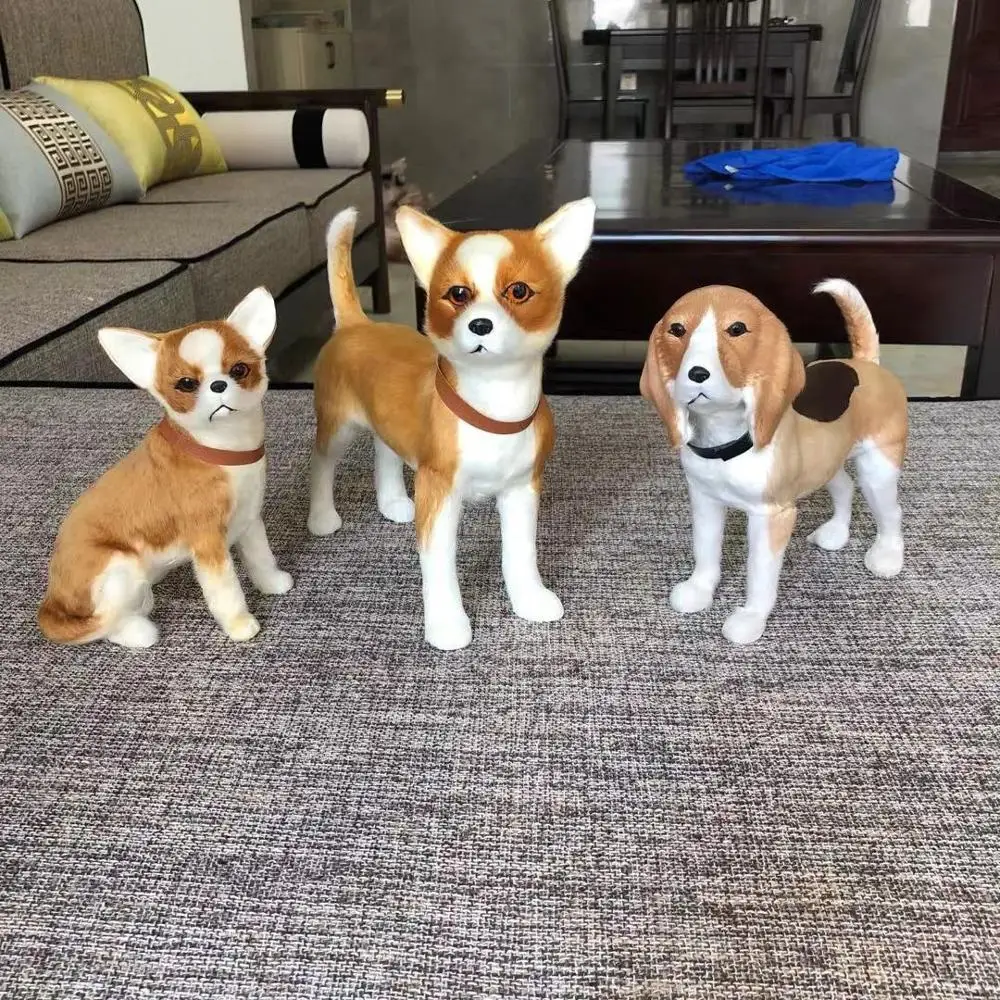 simulation animal dog hard model plastic& furs chihuahua , beagle dog handicraft ornament decoration gift d0456