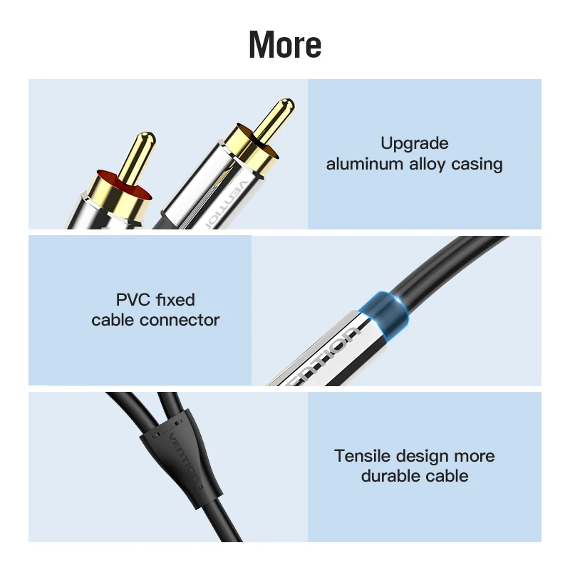 Vention Audio kabel złącze RCA 3.5 Y Splitter radio HiFi 2RCA do 3.5mm kabel RCA Aux do wzmacniacza głośnik do telefonu przewód Aux Jack