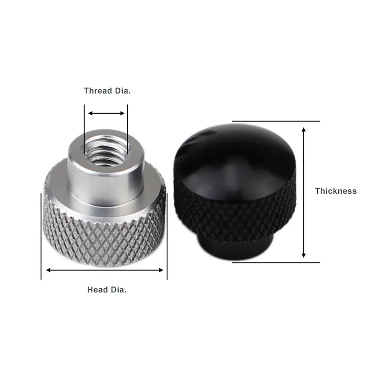 1Pcs M3/M4/M5/M6-D16*15mm Aluminum Alloy Knurled Thumb Nuts Blind Hole Round Head High Type Hand Grip Knobs Step Nut