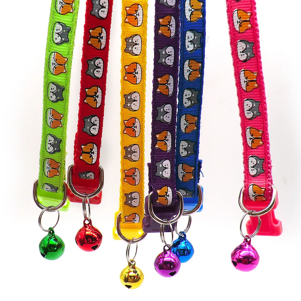 Wholesale 10Pcs Collars With Bell Delicate Safety Casual Nylon Dog Collar Neck Strap Fashion Adjustable Bell Pet Cat Dog Collar