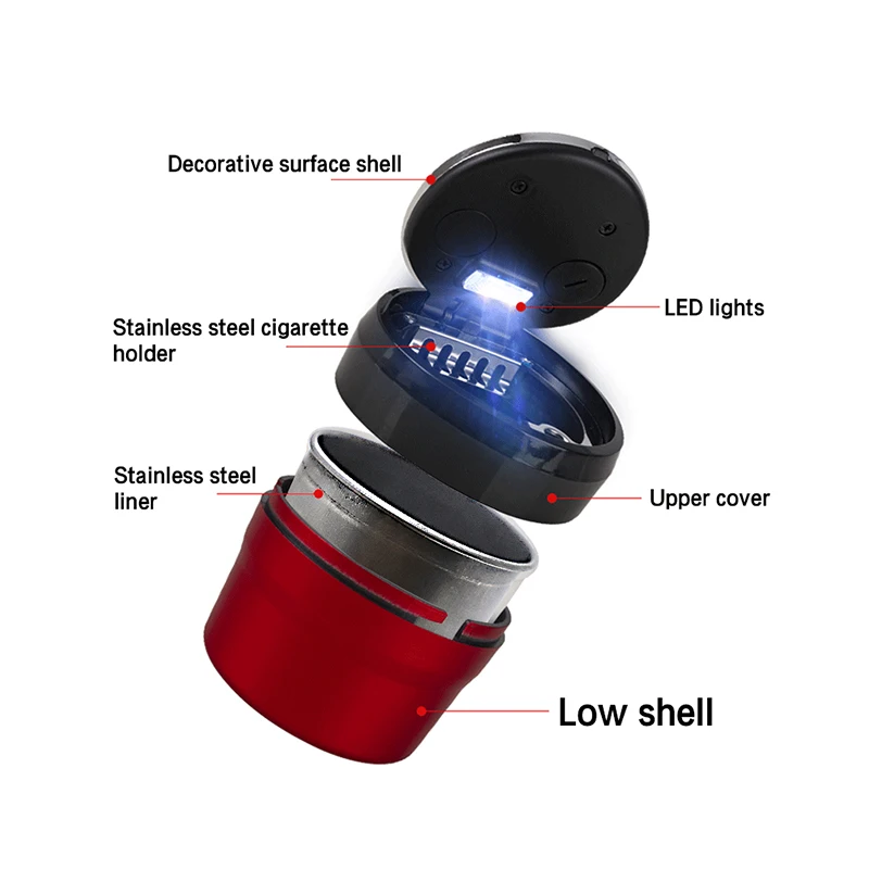 Car accessories ashtray Button open style LED Stainless For Citroen DS DS3 DS4 DS4S DS5 DS 5LS DS6 DS7 Car Accessories