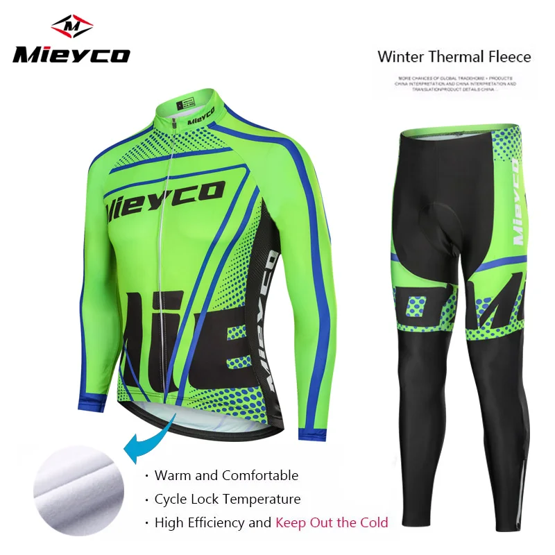 

Men Autumn Winter Thermal Cycling Clothing Set Blue Bike Clothing Bicycle Wear Kit Suit Women Long Sleeve Road Bike Set CUstom