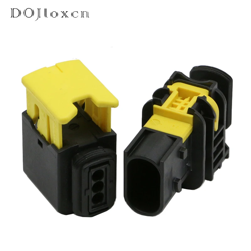 2/5/10/20/50 Sets 3 Pin Waterproof Injector Connector Automotive Electrical ECU Female Male Black Plug 1-1418448-1 1-1670730-1
