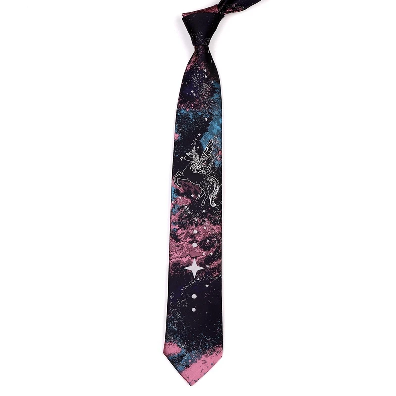 Free Shipping New Male men's Original design personality gift necktie (Nebula Unicorn) embroidery tie accessories hand-made