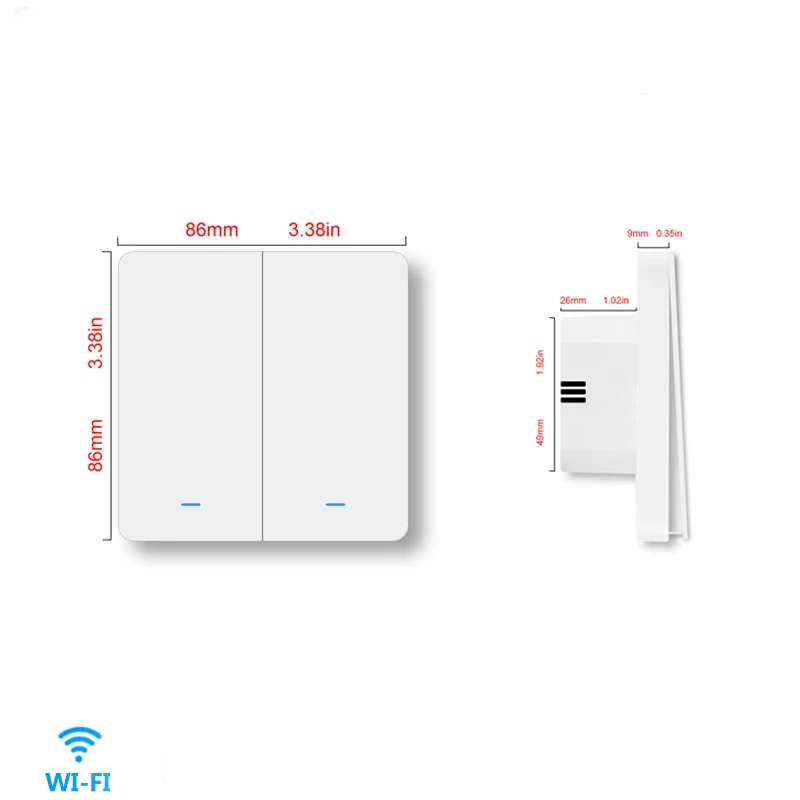 Smart Switch WiFi Push Button Wall Light Switches EU AC220V Without Neutral Tuya Wireless Control Alexa Google Home Compatible