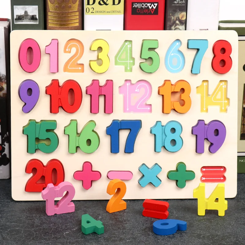 Kids Wooden 3D Alphabet Number Puzzle Baby Colorful Letter Digital Geometric Educational Toy For Toddler Boy Girl Gift