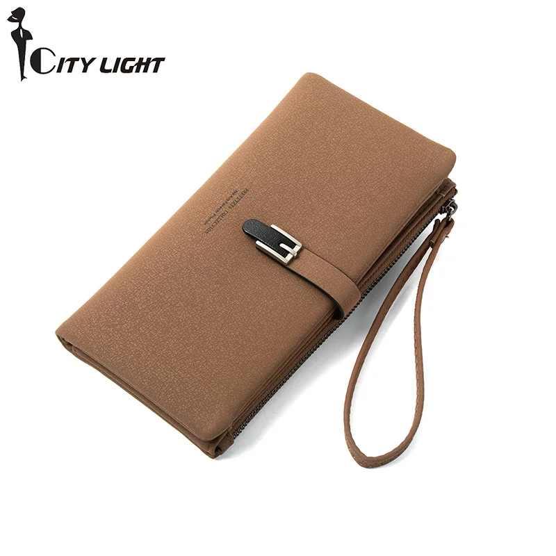 

Wristband Long Clutch Wallet Women Soft Leather Card Holder Zipper Cell Phone Pocket Large Capacity Purse Female Wallet Carteras