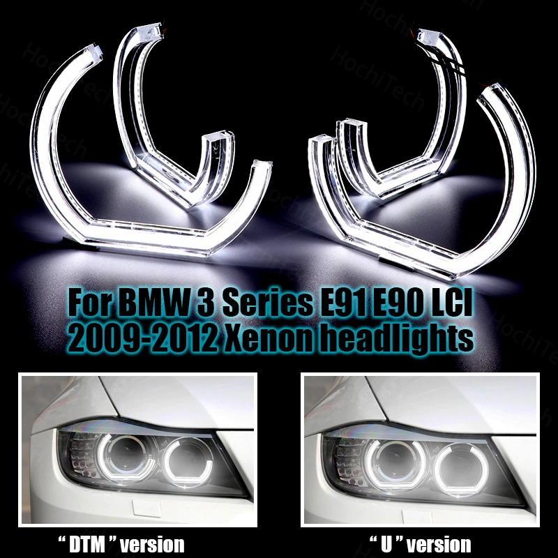 

DTM Style DRL Cut Style LED Angel Eye Kit Белый для BMW 3 серии E91 E90 LCI 2009-2012 Ксеноновые фары Crystal Angel Eyes