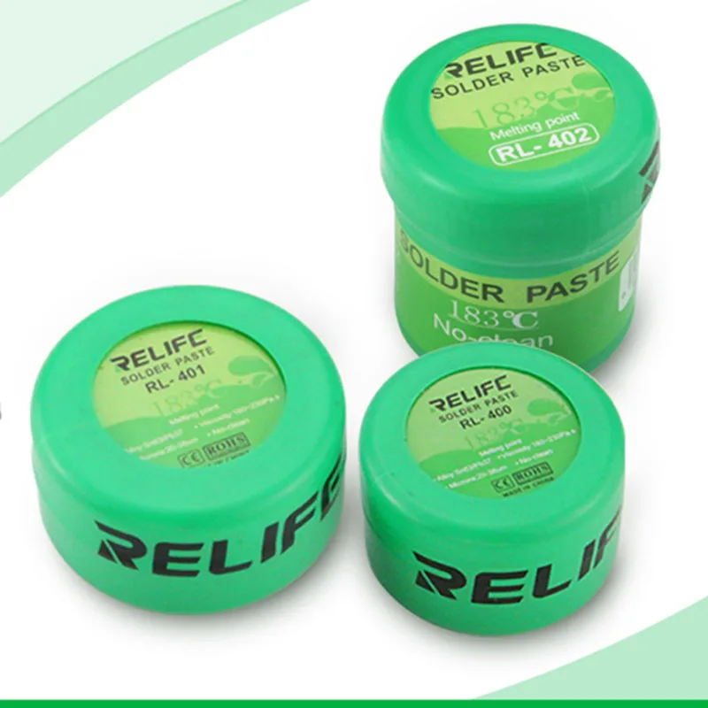 

1pcs RELIFE RL-400 RL-401 RL-402 Solder Paste Flux No-clean Original Soldering For moblie Phone Sn63/Pb67 Repair Tool 183℃