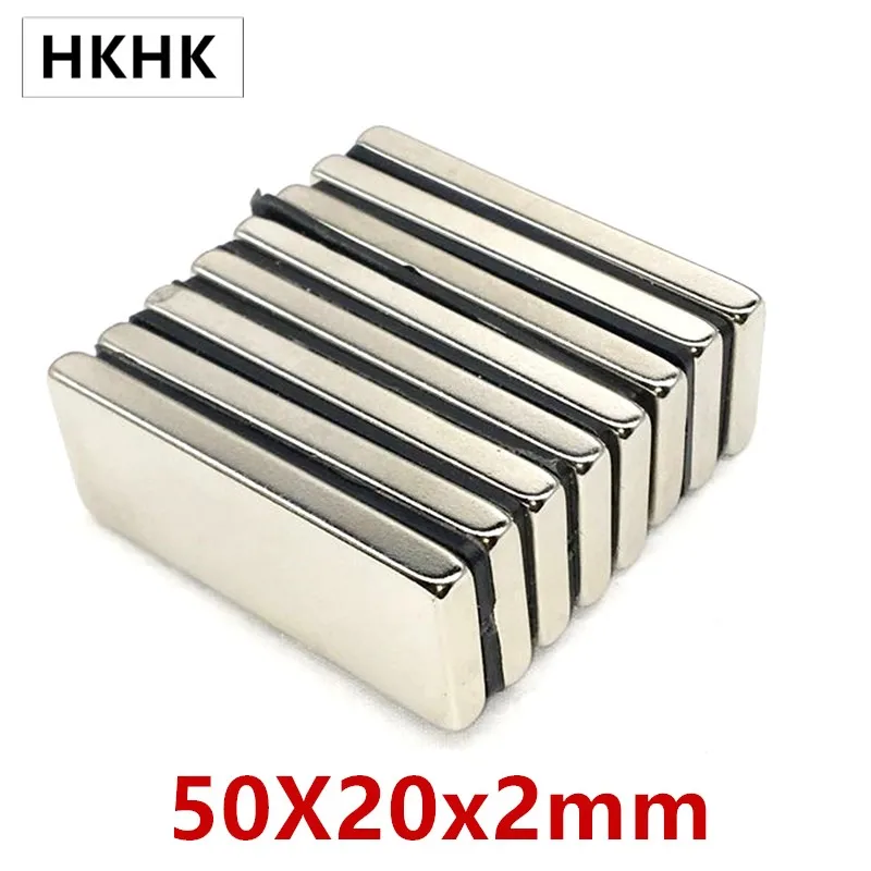 

10pcs/lot Rectangular magnet 50x20x2 Neodymium magnet 50*20*2 NdFeB magnet 50 x 20 x 2 trong Square NdFeB Rare Earth Magnet 2mm