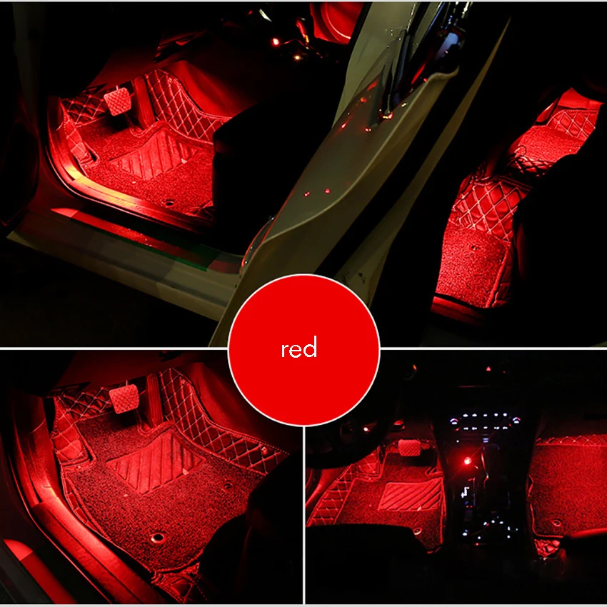 7色rgb 48 LED室内装飾ストリップライト,ムードライト,ワイヤレスリモコン,車の充電器,室内灯