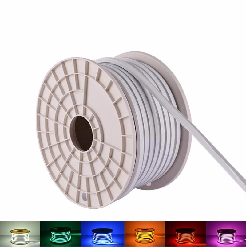 100m RGB Neon Flex 10*20MM 120 LEDS/M 2835 SMD Rgb Led Strip Waterproof Neon Tube 220V 12V 24V 110V Flexible Tape Lights