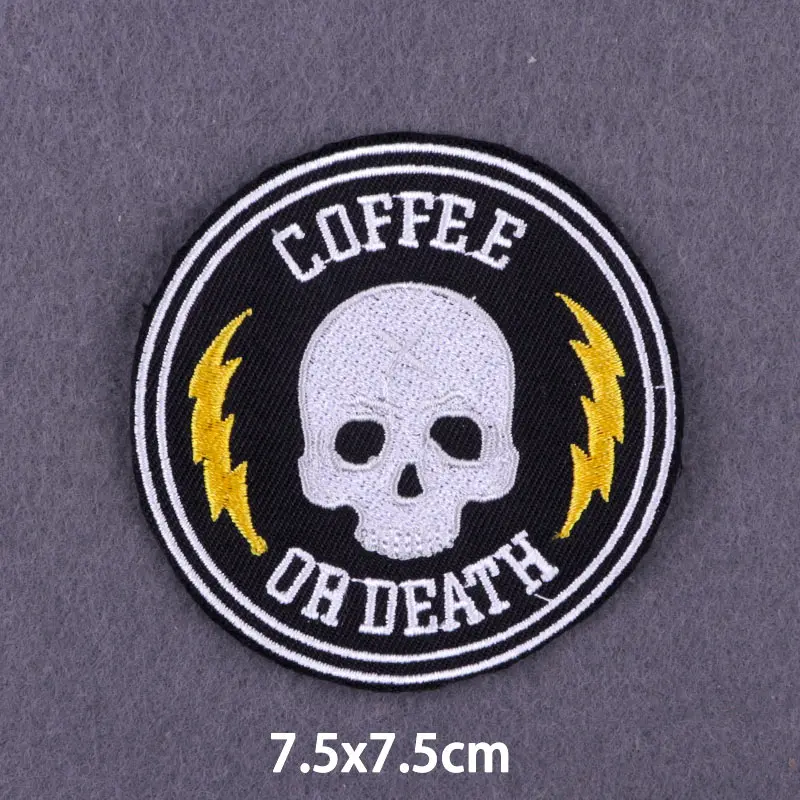 Skull Skeleton Embroidered Patches For Clothing Thermoadhesive Patches Punk Style Iron On Patches On Clothes Stickers Badges DIY