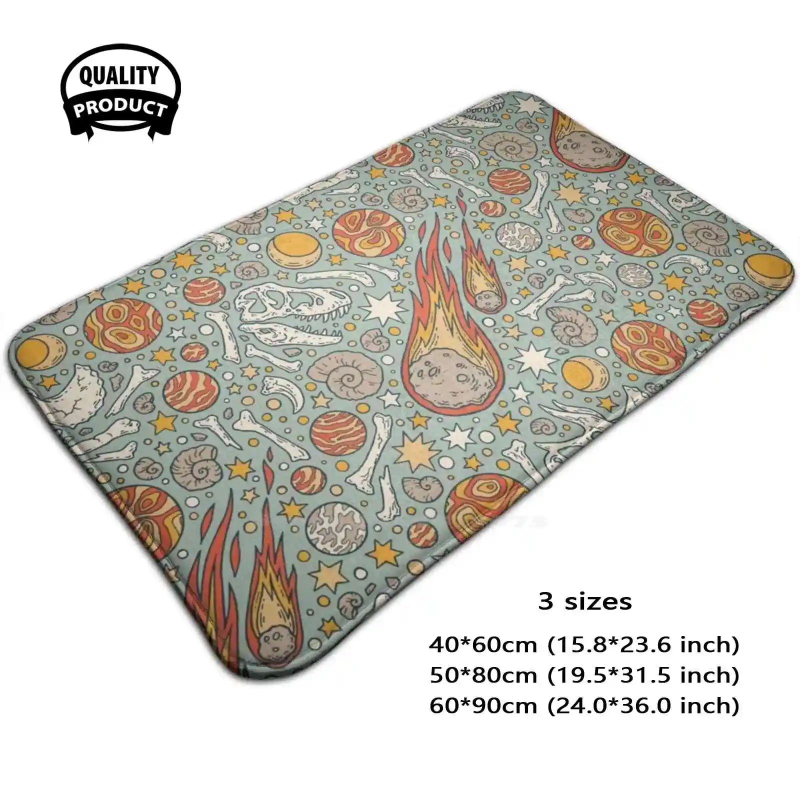 The Asteroid & The | | Dinosaur Space Art Soft Cushion Home Carpet Door Mat Car Rug Asteroiddayart Comet Space Planets