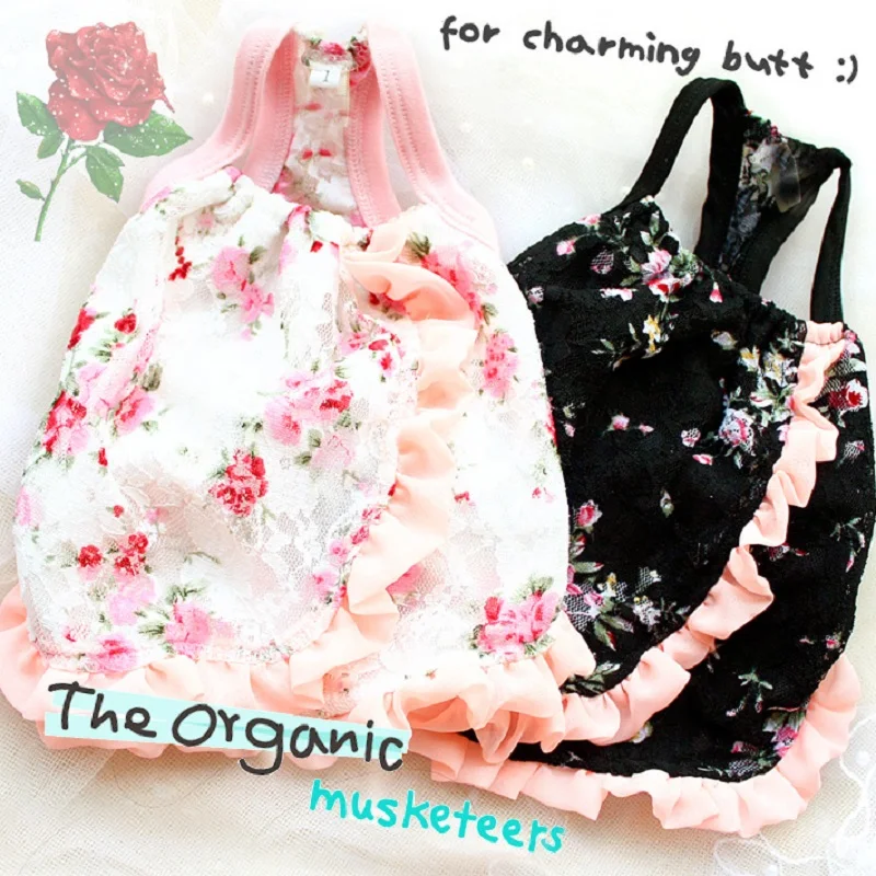 

Dog Clothes Pet Dress Rose Flower Water Soluble Lace Tank Tops vest Sun-Top Poodle Maltese