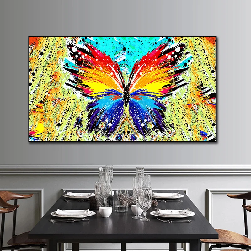 

Abstract Art Painting Colorful Butterfly Canvas Posters and Prints Cuadros Abstract Wall Art Pictures For Living Room Home Decor