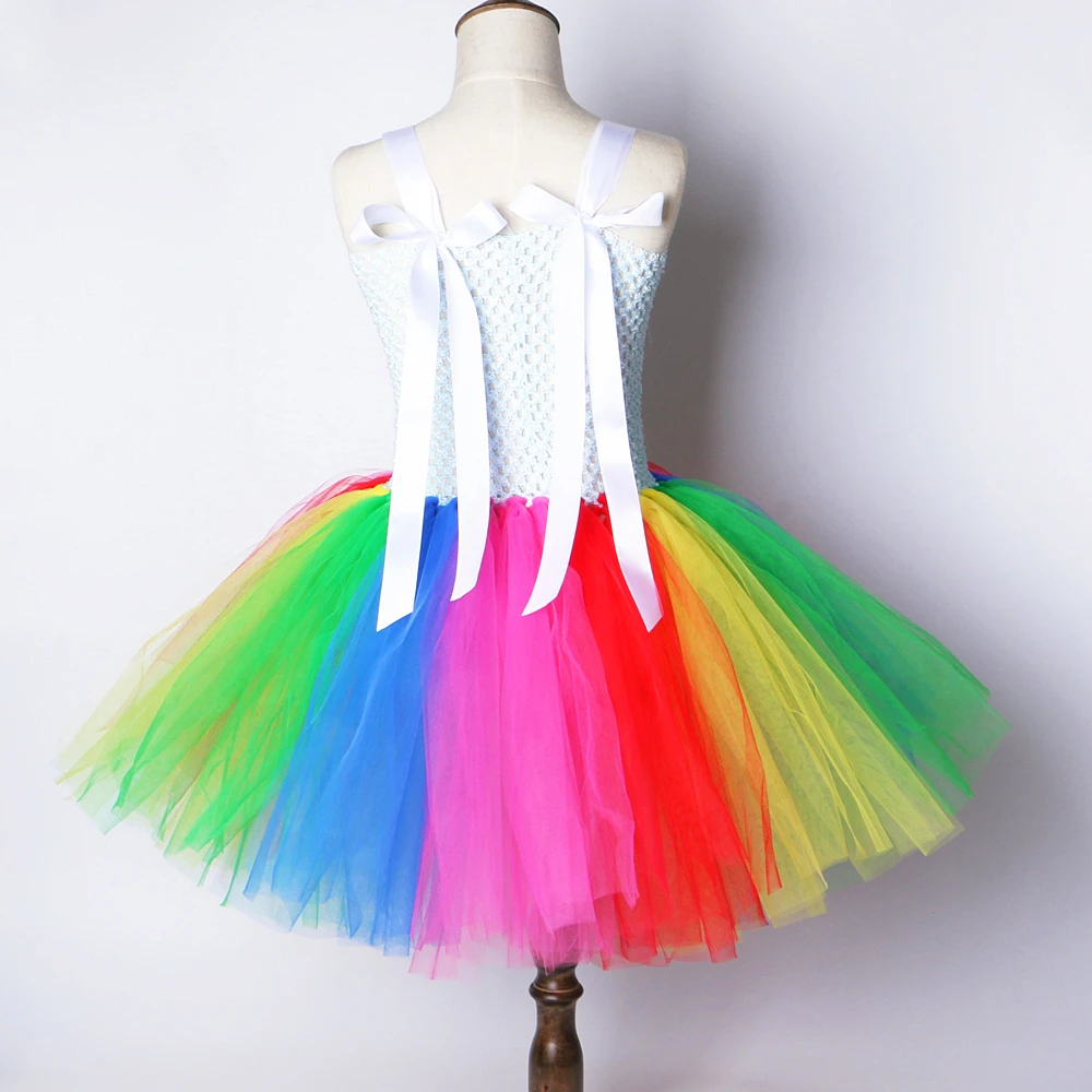 Rainbow Tutu Dress Girl Kids Princess Dresses for Little Girls Christmas Dress for 1-12 Years Old Birthday Halloween Costumes