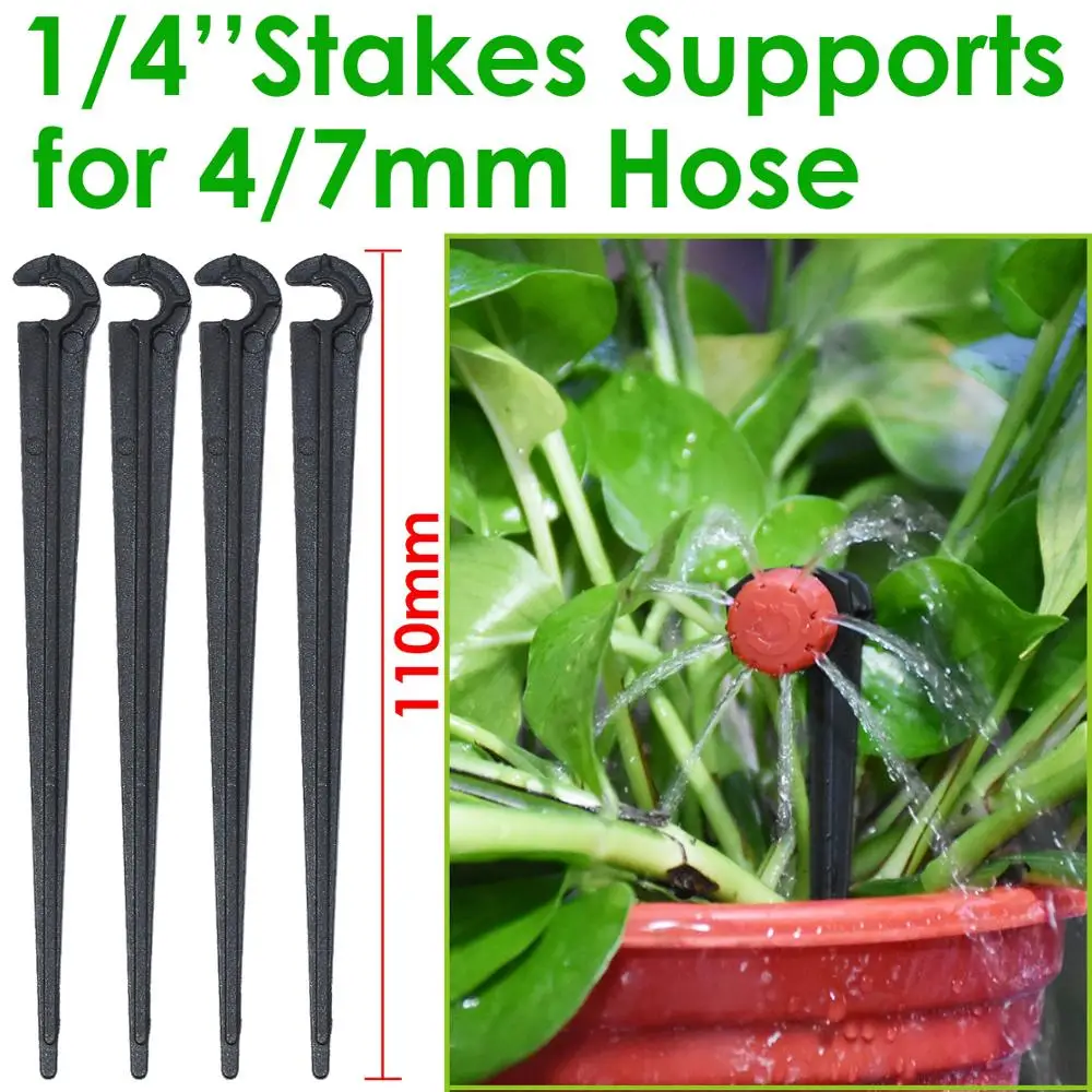 SPRYCLE 50-200X Garden 1/4 Inch C-type Hook Fixed Support Holder Stakes Stem fit 4/7mm Hose Watering Drip Irrigation Greenhouse