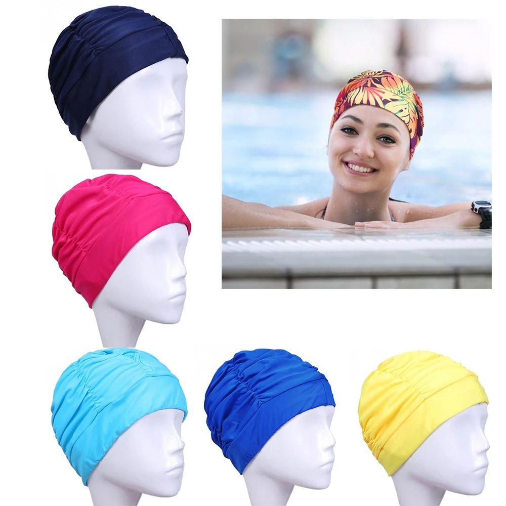 1pc New Nylon Turban Diving Hat Adults Swimming Caps Men Women Long Hair Waterproof Pool Bathing Hats Ear Protect Elastic