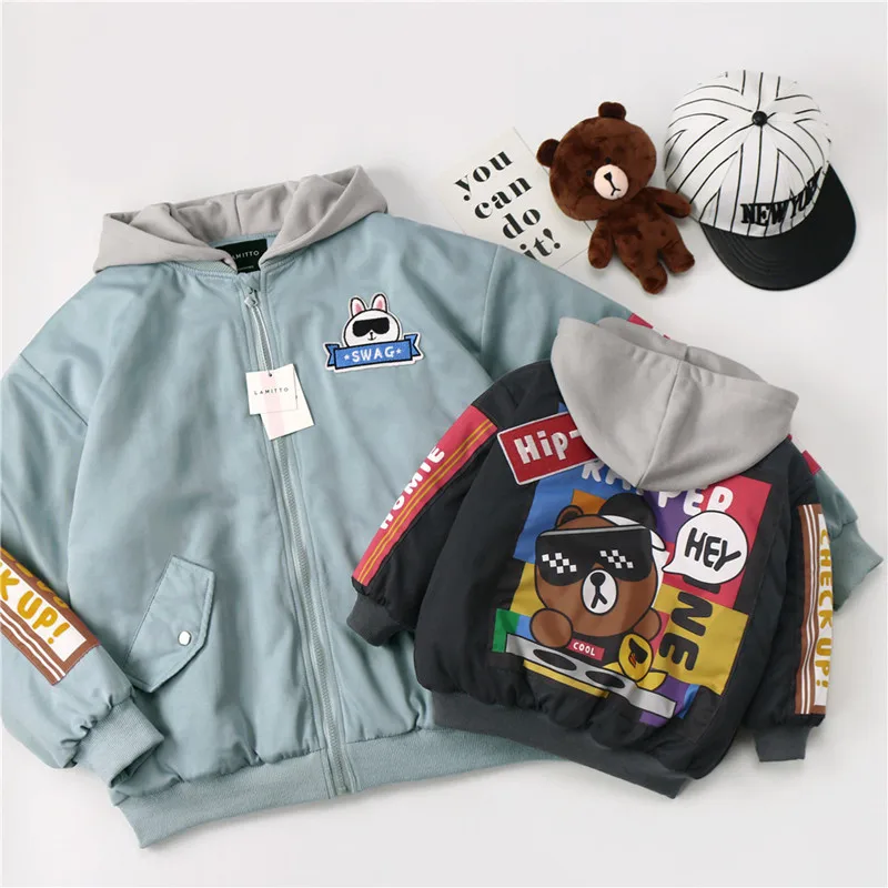 

Tonytaobaby Winter Clothes New Baby Street Hip Hop Style Flight Jacket Parent Coat