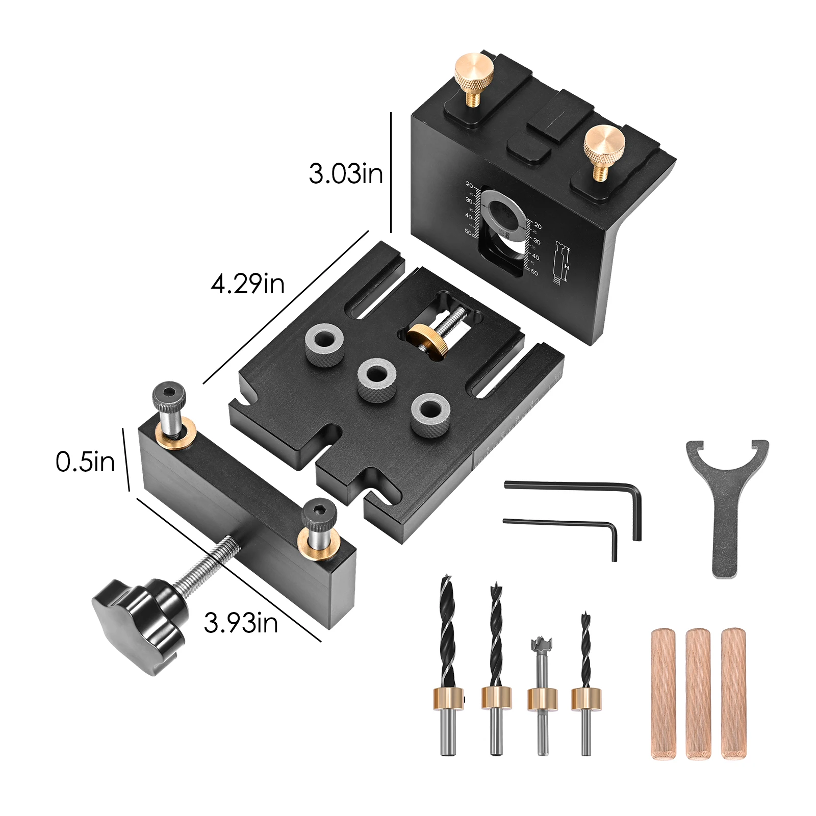 3 in 1 Woodworking Doweling Jig Kit with Positioning Clip Adjustable Drilling Guide Puncher Locator Carpentry Tool Jig Kit