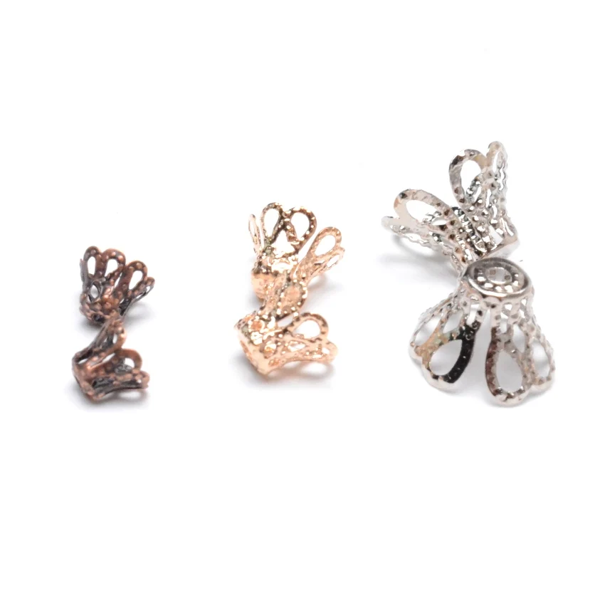 Jewelry DIY Vintage Filigree Metal Cup Hollow Flower Spacer Beads End Caps Pendant DIY Charms Connectors Jewelry Finding