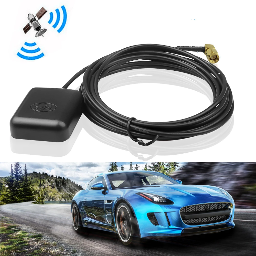 Auto Aerial Car Gps Antenna SMA Connector 3m Cable GPS Receiver  Adapter with 90 Degree connector for Car Navigation Player DVR