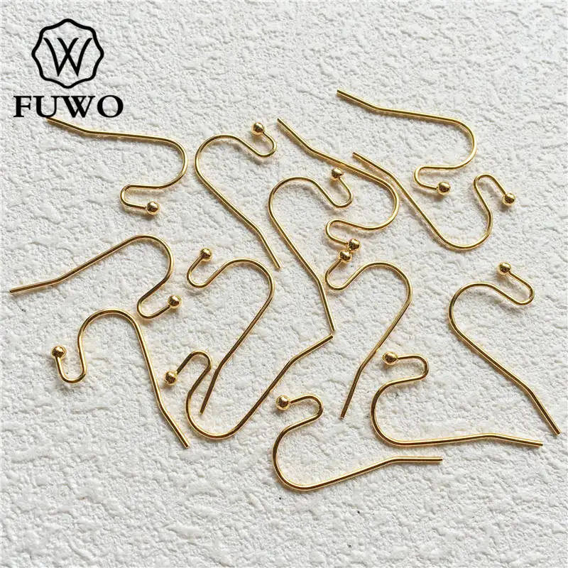 FUWO High Quality Brass Ball Head Earring Hooks With Gold Filled Anti Fading DIY Jewelry Making Accessories 100pcs/lot B010