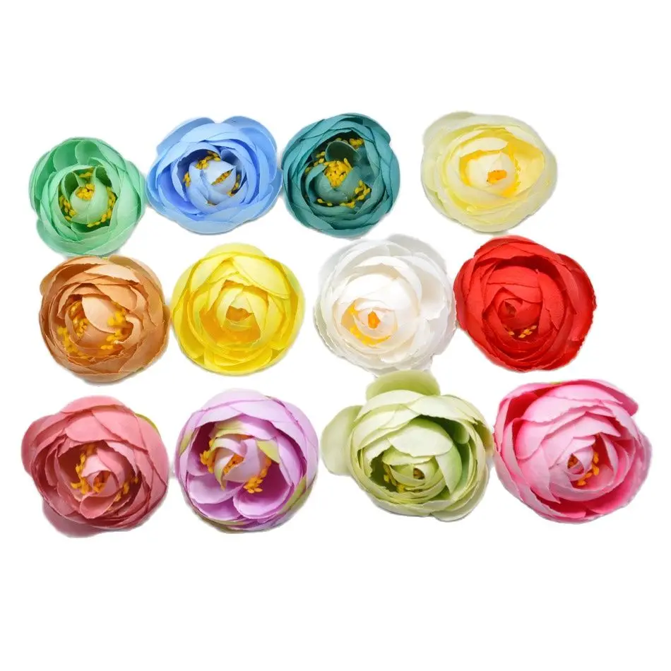 

10pcs 5cm Artificial Handmade Camellia flower bud Heads Wedding Party Decoration Diy Headwear Garment Shoses Decoration Material