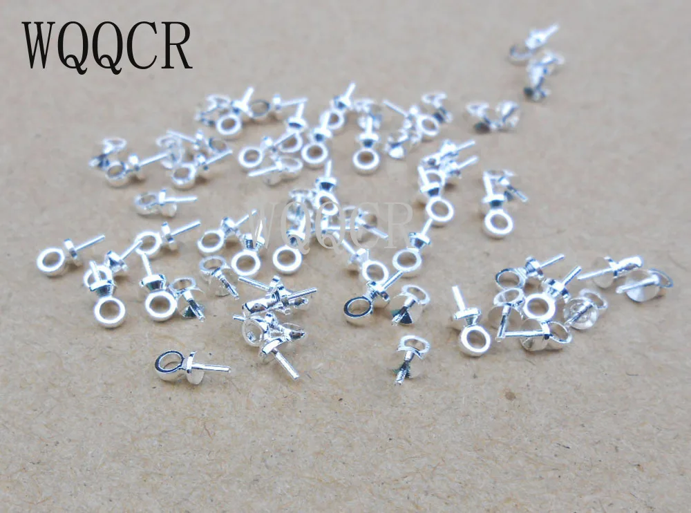

Wholesale DIY Jewelry Findings 925 Sterling Silver colorBail Connectors Pendant Beads Cap For Pearl,Crystal Bead