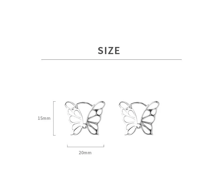 925 Sterling Silver Butterfly Cuff Hoop Stud Earrings for Women Girl Gift