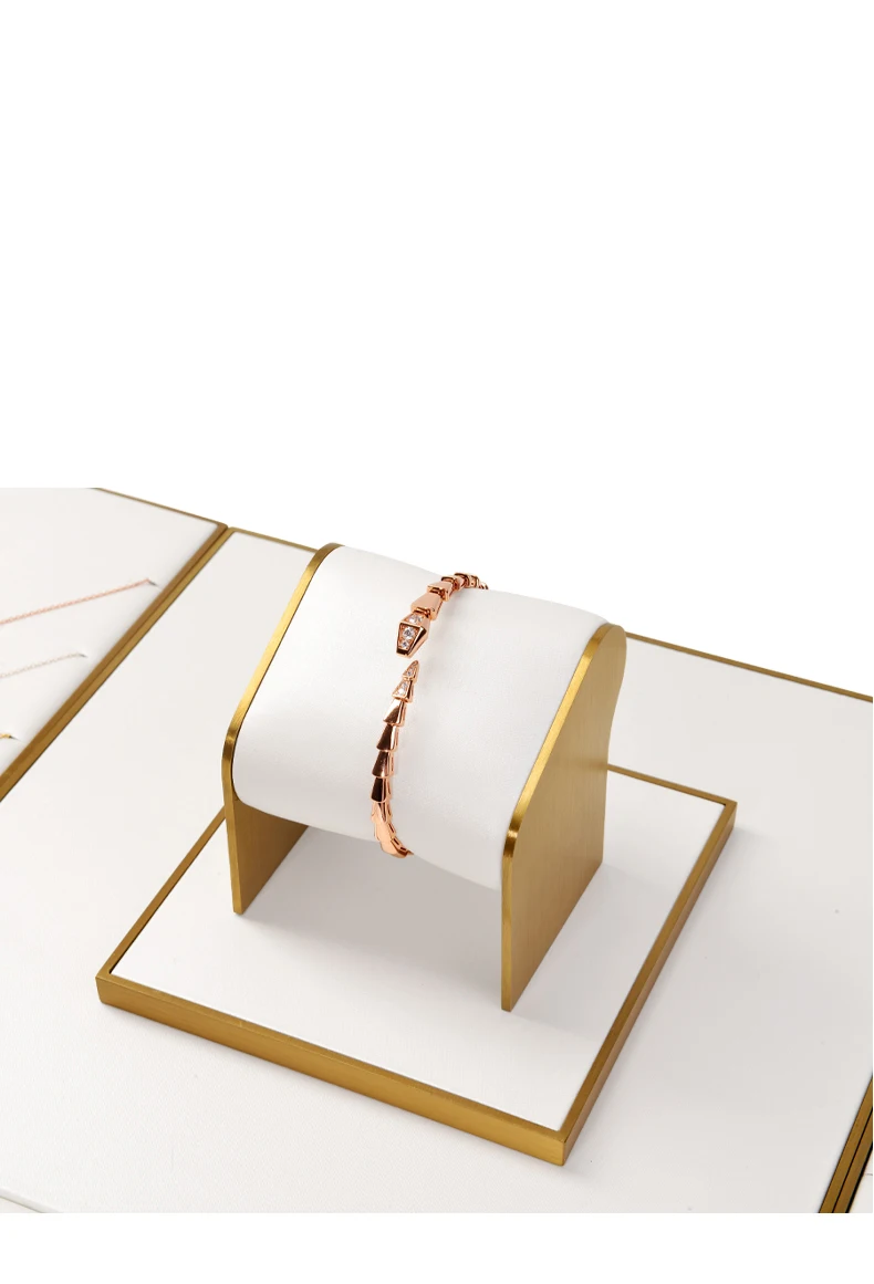 Oirlv Leder Gold Metall Schmuck-Display-Set Vitrine Organizer für Halsketten, Ringe, Armbänder für Ladentheken – Detail 9