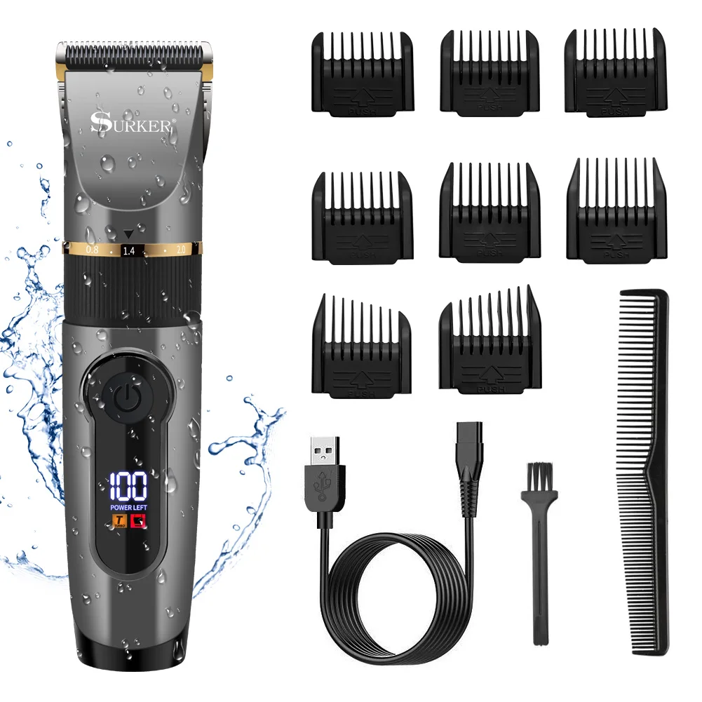 Professioneller Haarschneider mit Keramikklinge, LED-Anzeige und USB-Aufladung für Männer