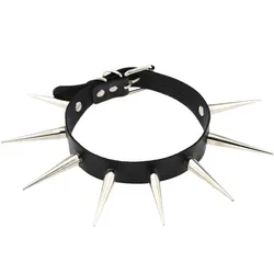 Big Black Spike Rivets Punk Rock Leather Harness Choker Necklaces Women Gothic Harajaku Statement Party Jewelry