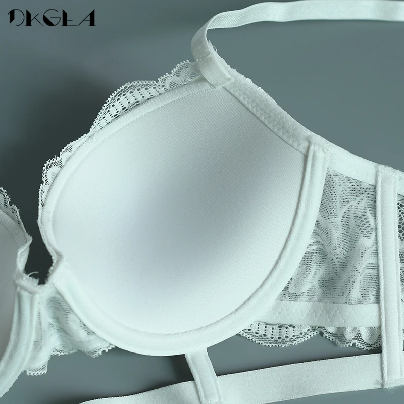 Black Embroidery Sexy Underwear Women Sets Thick Deep V Gather Brassiere Plus Size  C D Cup Lingerie Push Up Bra Set Lace White