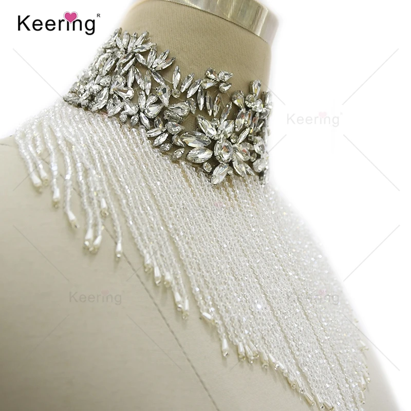 Keering Rhinestone Applique for Party Neckline, Waterfall Dangling, Shoulder,Fashion, WDP-397