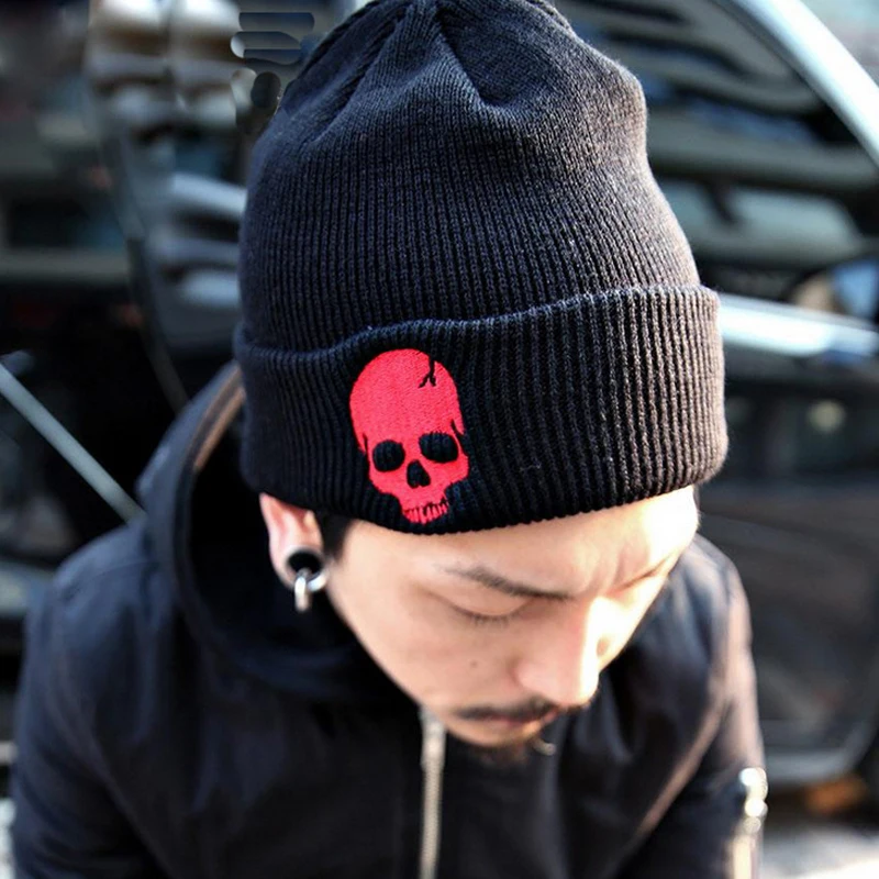 Punk Wool Cap New Fashion Autumn Winter Men Women Hip-hop Skull Bone Knitted Hat Casual Mask Warmer Halloween Gorros