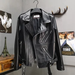 Genuine Leather Jacket Women Natural Real Sheepskin Ladies Coat Autumn Winter Motorcycle Zipper Soft Outerwear Female Plus Size