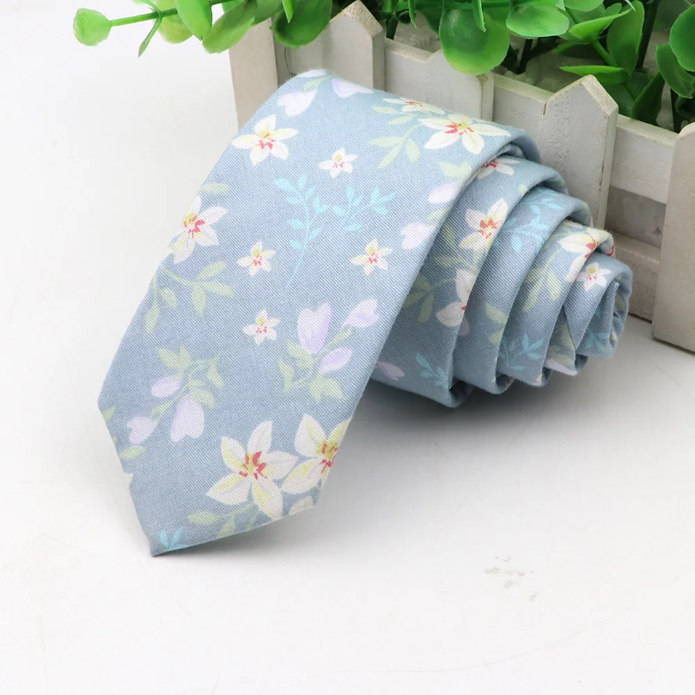 New Floral Tie For Men Colorful Cotton Ties Necktie Classic Suits Flower Print Neck Ties Cravat Party Wedding Party Neckties