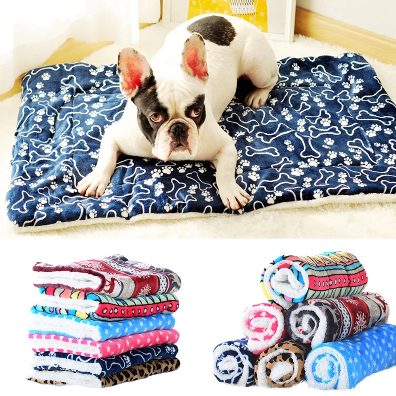 

Winter Thicken Fleece Cat Dog Blanket Mats for Small Medium Large Dogs Cozy Puppy Beds Cute Print Kitten Sofa Woolen Blankets