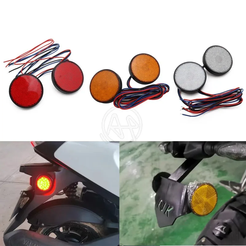 1 Pair 24 SMD LED Round Motorcycle Tail Light Universal 12V Mini Motorbike Reflector Turn Signal Brake Stop Lamp