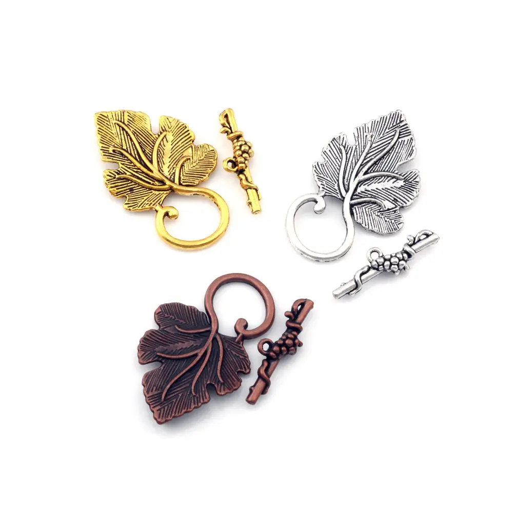 Grape Leaf Alloy Toggle Clasp Jewelry Accessories Bracelets  18 Sets Antique Silver / Copper / Gold