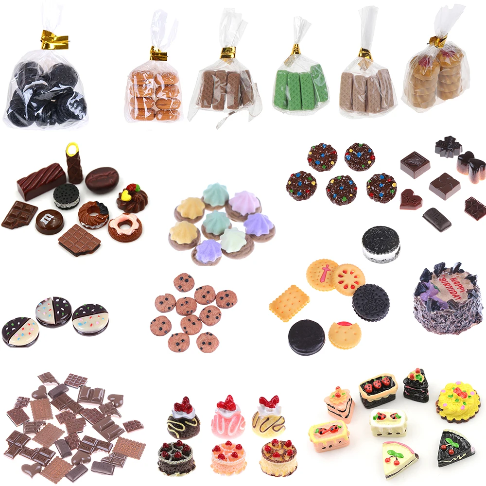 Biscuits Dessert Cookies Chocolate Glass Can Mini Play Toy Fruit Food Cake Candy Fruits For Dolls Accessories Kitchen Play Toys