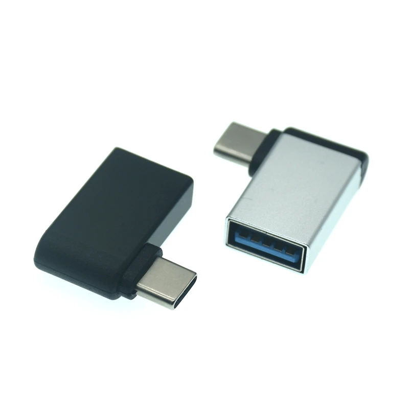 

Угловой (90 градусов) адаптер-конвертер USB-C (штекер) на USB 3.0 и USB 2.0 (гнездо) OTG для ноутбуков — разъем Type-C на USB