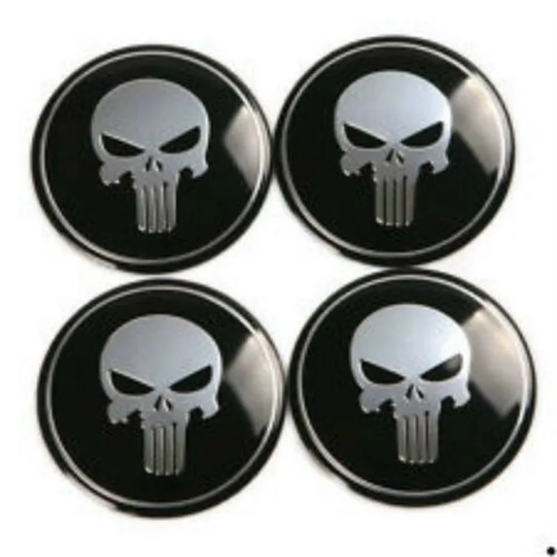 4pcs Fit Skull  Car Wheel Center Caps Emblem Stickers 56mm NEW Car Assessoires