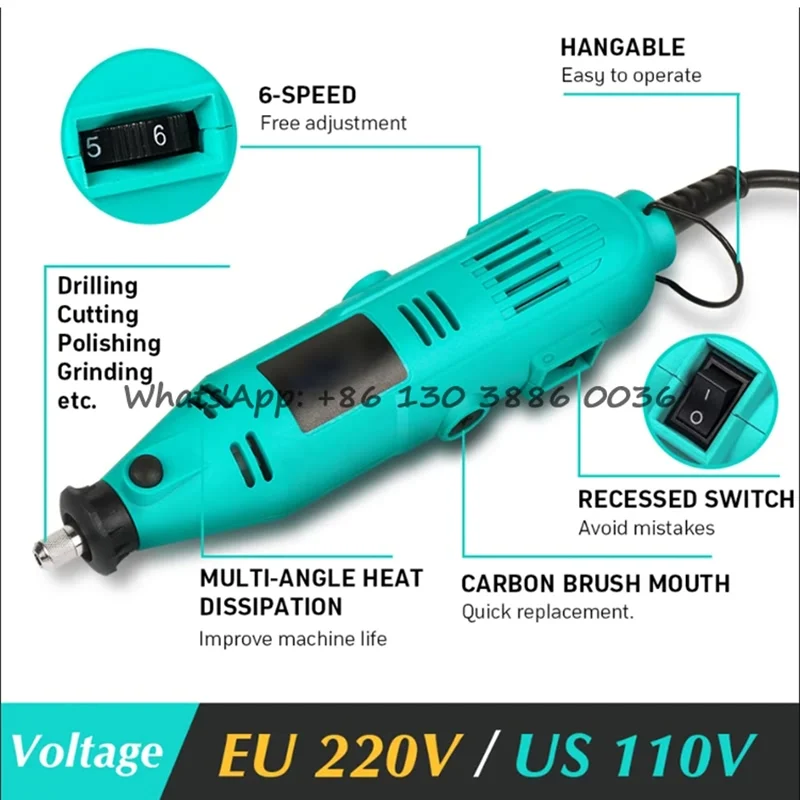 110V/220V Double Mini Drill Rotary Tool Set Grinding Machine Electric Grinder Engraving Pen Grinder With Dremel Accessories